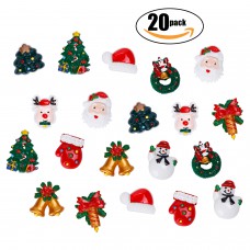 Netany 20-Pack Christmas Ornaments Refrigerator Magnets, Christmas Fridge Magnet Home Decoration with Santa Claus, Reindeer, Christmas Trees & Bells, Snowman, Mini Size About 1''